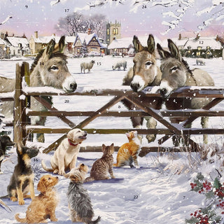 Christmas Donkeys Traditional Picture Advent Calendar, 21.3cm Square
