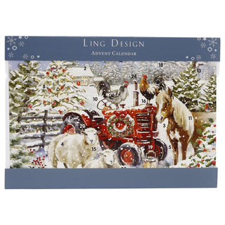 Christmas Farm Advent Calendar, 33.5cm Red Tractor & Farm Animals
