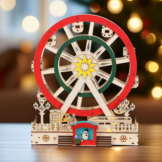 Christmas LED Ferris Wheel Ornament | Light - up Big Wheel Spinning Decoration