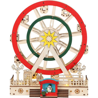 Christmas LED Ferris Wheel Ornament | Light - up Big Wheel Spinning Decoration