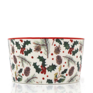 Christmas Mistletoe Serving Set | 2 Ceramic Snack Bowls with Bamboo Paddle Tray