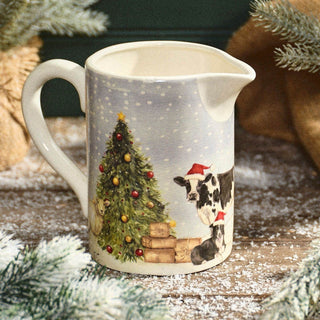 Christmas on the Farm Ceramic Jug | Festive Stoneware Jug with Farm Animals