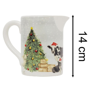 Christmas on the Farm Ceramic Jug | Festive Stoneware Jug with Farm Animals
