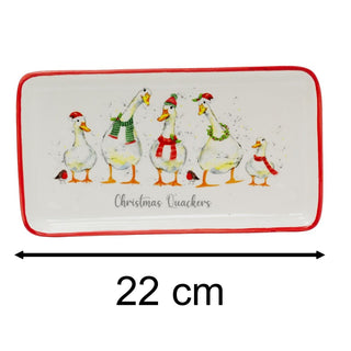 Christmas Quackers Ceramic Duck Plate | Festive Christmas Serving Dish 22x12cm
