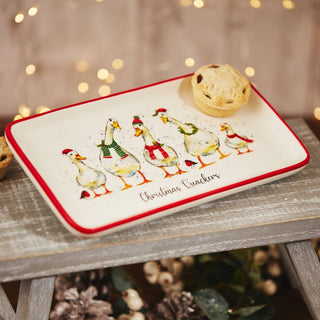 Christmas Quackers Ceramic Duck Plate | Festive Christmas Serving Dish 22x12cm
