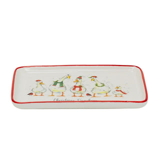 Christmas Quackers Ceramic Duck Plate | Festive Christmas Serving Dish 22x12cm