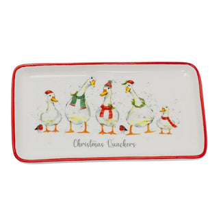 Christmas Quackers Ceramic Duck Plate | Festive Christmas Serving Dish 22x12cm