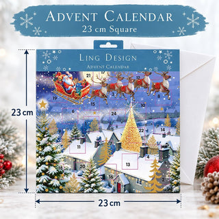 Christmas Sleigh Ride Advent Calendar, 23cm Santa & Reindeer Design