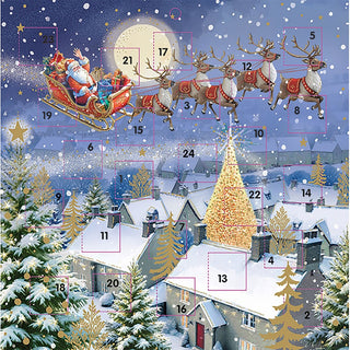 Christmas Sleigh Ride Advent Calendar, 23cm Santa & Reindeer Design
