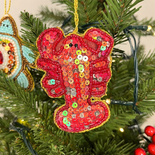 Christmas Tree Beaded Lobster Bauble | Christmas Tree Hanging Ornament - 10cm