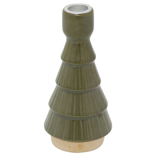 Christmas Tree Candle Holder, 16cm Green Candlestick Holder with Metal Cup