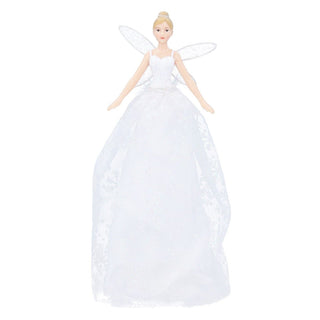 Christmas Tree Fairy Topper, Gisela Graham White Glitter Resin 28cm