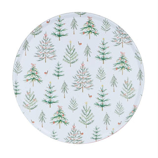 Christmas Trees Cake Tin | Round Metal Storage Tin for Seasonal Bakes 24 x 12cm