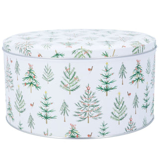 Christmas Trees Cake Tin | Round Metal Storage Tin for Seasonal Bakes 24 x 12cm