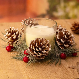 Christmas Wreath Scented Fragranced Candle Pot Ornament ~ Xmas Table Centrepiece Decoration