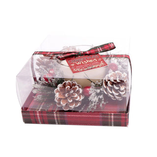 Christmas Wreath Scented Fragranced Candle Pot Ornament ~ Xmas Table Centrepiece Decoration