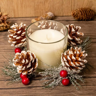 Christmas Wreath Scented Fragranced Candle Pot Ornament ~ Xmas Table Centrepiece Decoration