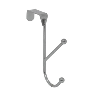 Chrome Double Over Door Hook, 15cm Metal Dual Door Hanger Pegs Coat Hooks