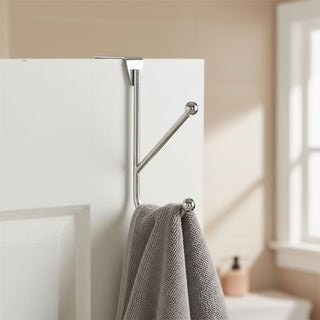 Chrome Double Over Door Hook, 15cm Metal Dual Door Hanger Pegs Coat Hooks