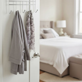 Chrome Over Door Hook Rack, 37cm 5 Hook Metal Door Hanger Storage Hooks