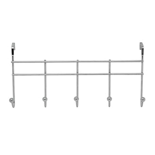 Chrome Over Door Hook Rack, 37cm 5 Hook Metal Door Hanger Storage Hooks
