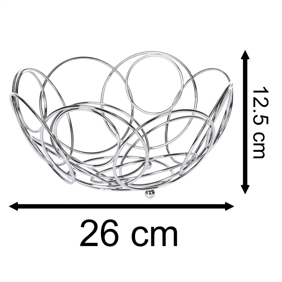 Crystals Large Stainless Steel Fruit Basket – Silver Chrome, 39cm Tall, Modern Kitchen Bowl