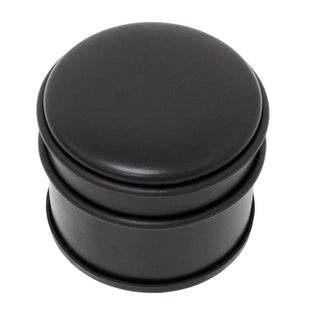 Chunky Round Black Doorstop | Stainless Steel Rubber Door Stop with Bumper - 9cm