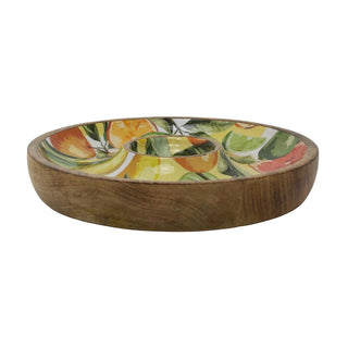 Citrus Chip and Dip Serving Platter, 30cm Wooden Round Serving Tray for Nibbles