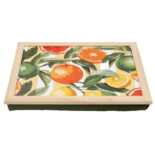 Citrus Lap Tray with Cushion, 43cm Bean Bag Cushioned Padded Laptray for Eating