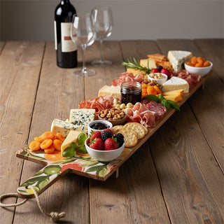 Citrus Mango Wood Serving Board with Legs, 100cm Raised Wooden Serving Platter