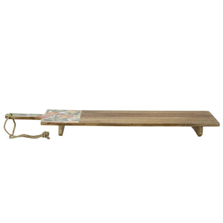 Citrus Mango Wood Serving Board with Legs, 100cm Raised Wooden Serving Platter
