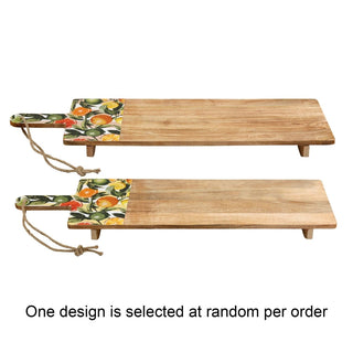 Citrus Mango Wood Serving Board with Legs, 100cm Raised Wooden Serving Platter