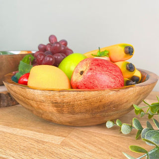 Citrus Zest Mango Wood Enamel Bowl | Salad & Fruit Serving Dish - 25cm