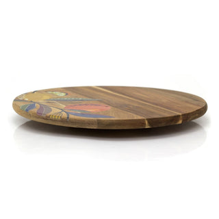 Citrus Zest Wooden Lazy Susan | Orange & Lemon Turntable Serving Platter 35cm