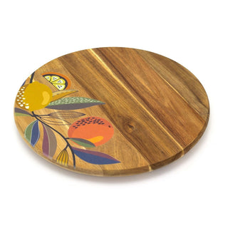 Citrus Zest Wooden Lazy Susan | Orange & Lemon Turntable Serving Platter 35cm