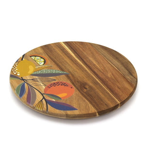 Citrus Zest Wooden Lazy Susan | Orange & Lemon Turntable Serving Platter 35cm