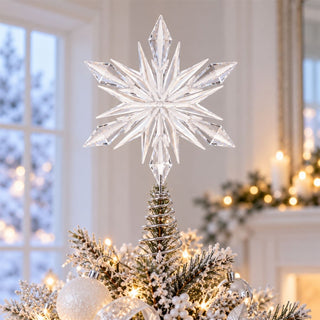 Clear Acrylic Star Christmas Tree Topper, Gisela Graham Snowflake 33cm