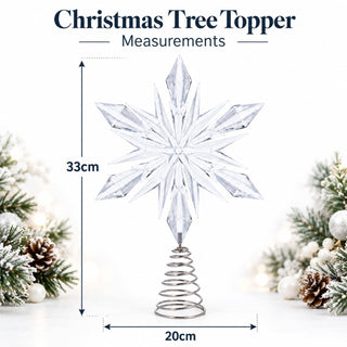Clear Acrylic Star Christmas Tree Topper, Gisela Graham Snowflake 33cm