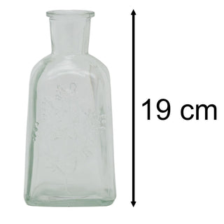 Clear Glass Wildflower Bottle Vase, 19cm Decorative Glass Flower Vase