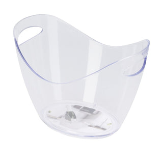 Clear Oval Champagne Ice Bucket | Plastic Drinks Cooler with Handles - 26cm