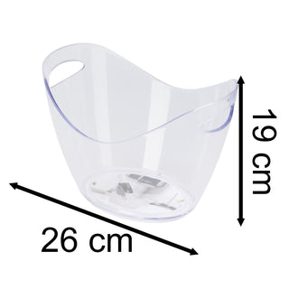 Clear Oval Champagne Ice Bucket | Plastic Drinks Cooler with Handles - 26cm