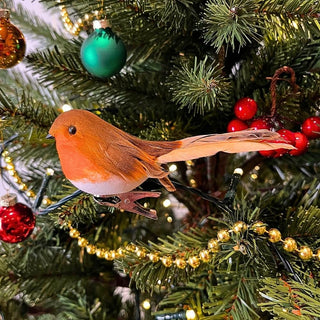 Clip on Robin Decoration | Christmas Tree Robin Ornament with Silver Clip