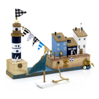 Coastal Cottages & Lighthouse Ornament Beach Houses Sailboat Nautical Decoration