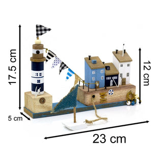 Coastal Cottages & Lighthouse Ornament Beach Houses Sailboat Nautical Decoration