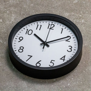 Contemporary Black Wall Clock | Round Wall Mounted Clock For Living Room 19.5cm