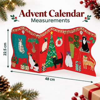 Cosy Cats Trifold Christmas Advent Calendar, Freestanding 24 Door Design