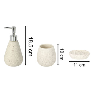 Cream Ceramic Bathroom Accessories Set, 3 Piece Soap Dispenser Tumbler Soap Dish