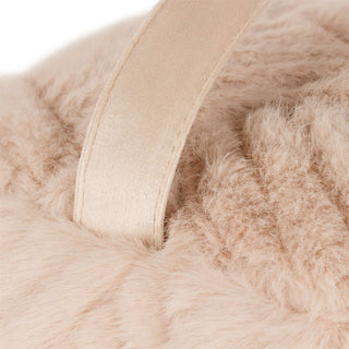 Cream Faux Fur Cube Doorstop | Square Plush Weighted Door Stop With Handle 21cm