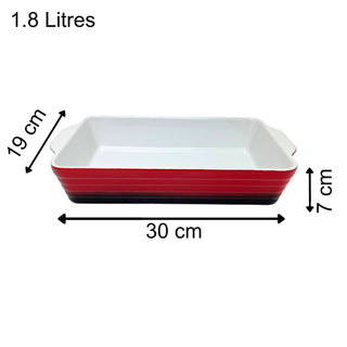 Large Red Ombre Stoneware Baking Dish, 30x19x7cm Casserole Dish - 1.8L