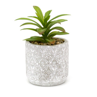 Tuscan Style Artificial Succulent Potted Plant | Faux Plant And Stone Planter | Fake House Plant Home Decor - Design Varies One Supplied